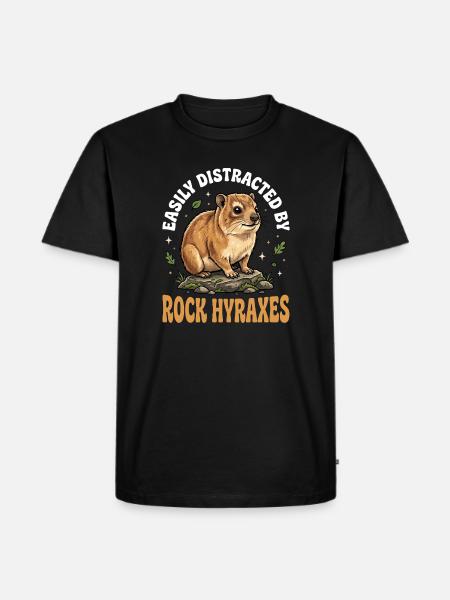 Easily distracted by rock hyraxes - Men's Premium Organic T-Shirt - black