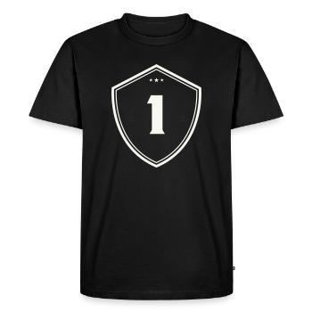 1 bouclier - T-shirt Premium bio Homme - noir - Devant - Nico (187cm)