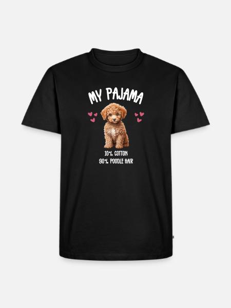 Süßer Pudel, Pyjama, Fluffiger Hund - Männer Premium Bio T-Shirt - Schwarz