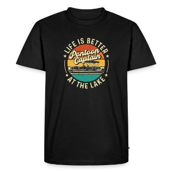 La vie du capitaine du ponton est meilleure au lac - T-shirt Premium bio Homme - noir - Devant - Nico (187cm)