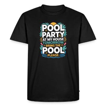 Fête à la piscine Amenez la piscine Fête d’été à la piscine en remarque - T-shirt Premium bio Homme - noir - Devant - Nico (187cm)