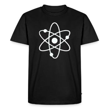 Art en ligne du modèle Atom - T-shirt Premium bio Homme - noir - Devant - Nico (187cm)