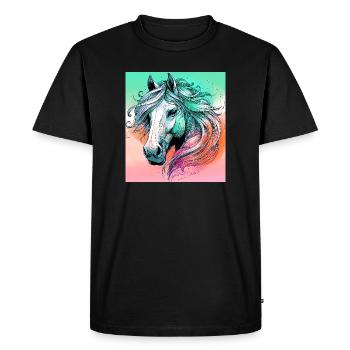 horse - Men's Premium Organic T-Shirt - black - Front - Nico (187cm)