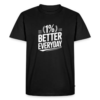 1 % de mieux chaque jour - T-shirt Premium bio Homme - noir - Devant - Nico (187cm)