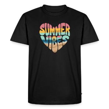 Ambiance estivale - T-shirt Premium bio Homme - noir - Devant - Nico (187cm)