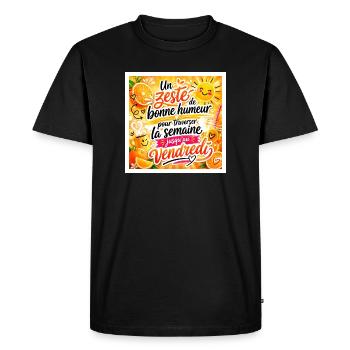 Un zeste de bonne humeur pour traverser la semaine - T-shirt Premium bio Homme - noir - Devant - Nico (187cm)