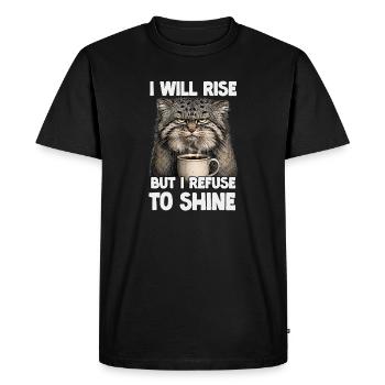 Motif humoristique du café et des chats Pallas | Manul Cats - T-shirt Premium bio Homme - noir - Devant - Nico (187cm)