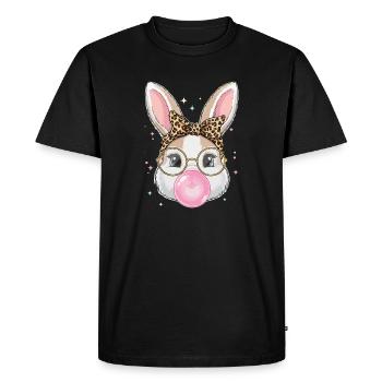 Bunny with glasses and bubblegum - Men's Premium Organic T-Shirt - black - Front - Nico (187cm)