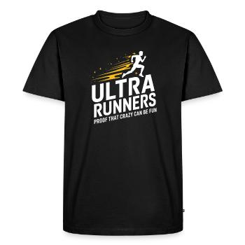 Ultra Runners Proof That Crazy Can Be Fun - Men's Premium Organic T-Shirt - black - Front - Nico (187cm)
