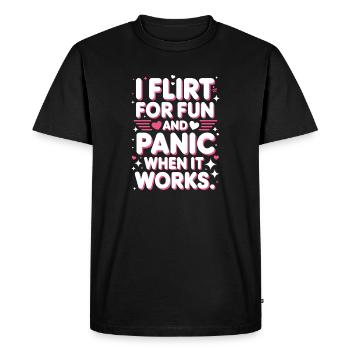Je flirte pour le plaisir Panique quand ça marche Flirte célibataire - T-shirt Premium bio Homme - noir - Devant - Nico (187cm)