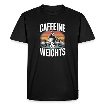 Strength Training Caffeine & Weights Bodybuilding Gym - Men's Premium Organic T-Shirt - black - Front - Nico (187cm)