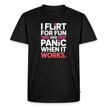 Je flirte pour le plaisir Panique quand ça marche Flirte célibataire - T-shirt Premium bio Homme - noir - Devant - Nico (187cm)
