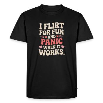 Je flirte pour le plaisir Panique quand ça marche Flirte célibataire - T-shirt Premium bio Homme - noir - Devant - Nico (187cm)