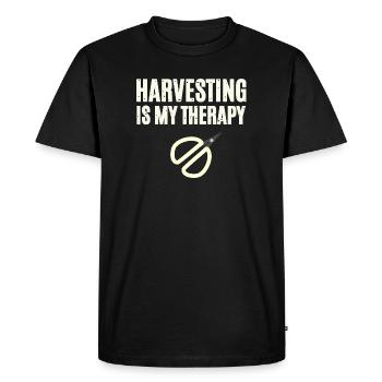 La récolte est ma thérapie - T-shirt Premium bio Homme - noir - Devant - Nico (187cm)