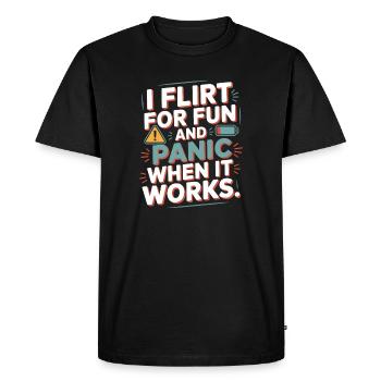 Je flirte pour le plaisir Panique quand ça marche Flirte célibataire - T-shirt Premium bio Homme - noir - Devant - Nico (187cm)
