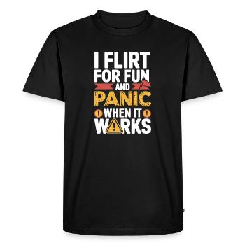 Je flirte pour le plaisir Panique quand ça marche Flirte célibataire - T-shirt Premium bio Homme - noir - Devant - Nico (187cm)