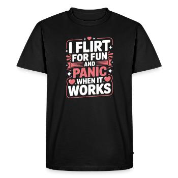 Je flirte pour le plaisir Panique quand ça marche Flirte célibataire - T-shirt Premium bio Homme - noir - Devant - Nico (187cm)