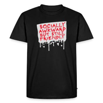 Socially Awkward But Still Friendly Funny Saying - Men's Premium Organic T-Shirt - black - Front - Nico (187cm)