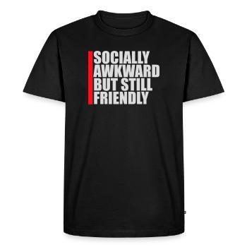 Diction socialement maladroite mais quand même amicale - T-shirt Premium bio Homme - noir - Devant - Nico (187cm)