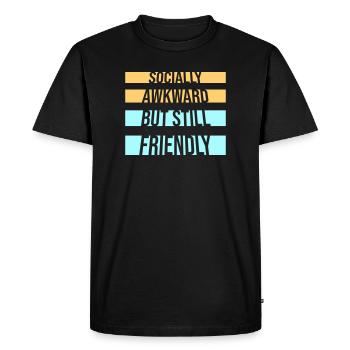 Diction socialement maladroite mais quand même amicale - T-shirt Premium bio Homme - noir - Devant - Nico (187cm)