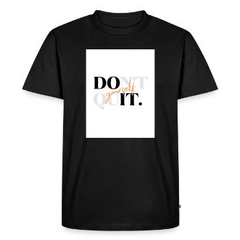 Marque de mot « Ne pas arrêter » - T-shirt Premium bio Homme - noir - Devant - Nico (187cm)