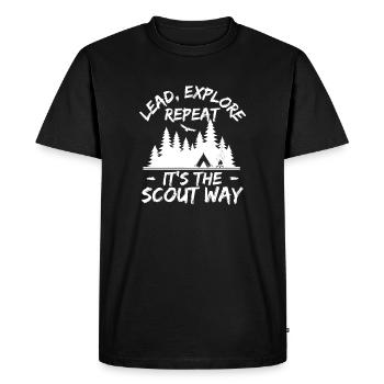 scouts garçons Chef scout Explorer, Scout répété - T-shirt Premium bio Homme - noir - Devant - Nico (187cm)