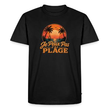 Je Peux Pas J'ai Plage Fun Humour Drôle idéal  - T-shirt Premium bio Homme - noir - Devant - Nico (187cm)