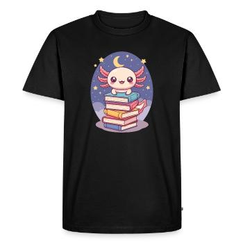 Un Axolotl Lecteur de Livres Un rat de bibliothèque Un rat de bibliothèque - T-shirt Premium bio Homme - noir - Devant - Nico (187cm)