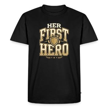 Premier cadeau de fête des pères pour la fille, papa - T-shirt Premium bio Homme - noir - Devant - Nico (187cm)