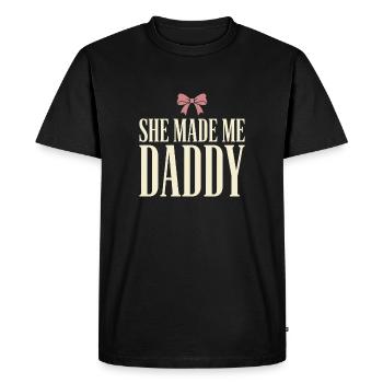 Premier cadeau de fête des pères pour la fille, papa - T-shirt Premium bio Homme - noir - Devant - Nico (187cm)