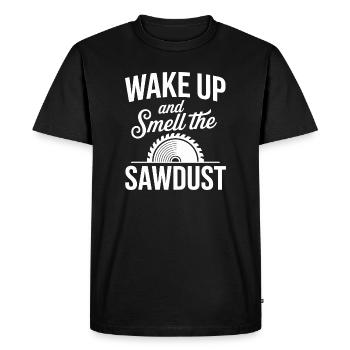 Réveillez-vous et sentez la sciure Schreiner Zimmerer - T-shirt Premium bio Homme - noir - Devant - Nico (187cm)