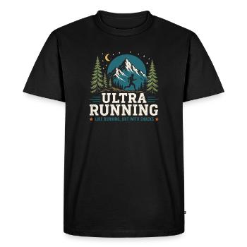 Ultra course - Comme la course, mais avec des en-cas - T-shirt Premium bio Homme - noir - Devant - Nico (187cm)