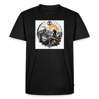 Sentier Solaire Nordique de VTT - T-shirt Premium bio Homme - noir - Devant - Nico (187cm)