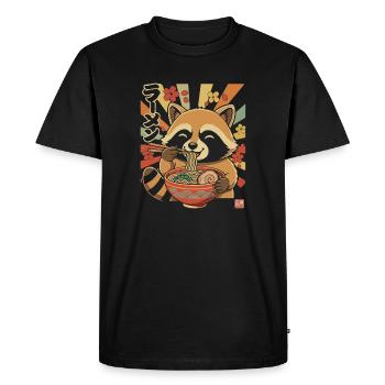 Le Panda Rouge Adore les Ramen - T-shirt Premium bio Homme - noir - Devant - Nico (187cm)