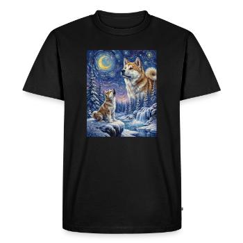 Howling to the Moon Meme Animal Dog Akita Inu - Men's Premium Organic T-Shirt - black - Front - Nico (187cm)