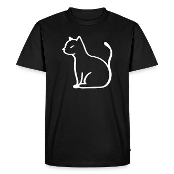 Dessin au trait de chat - T-shirt Premium bio Homme - noir - Devant - Nico (187cm)