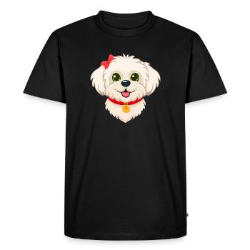 Cute Maltese Puppy (Portrait comique) - T-shirt Premium bio Homme - noir - Devant - Nico (187cm)