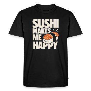 Sushi Makes Me Happy Cute Sushi - Men's Premium Organic T-Shirt - black - Front - Nico (187cm)