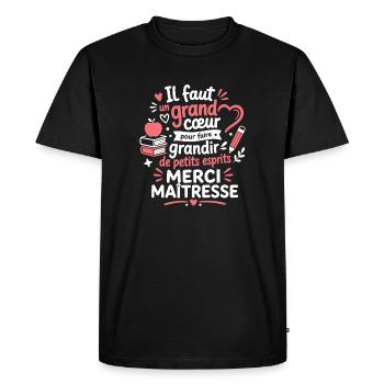 Grand cœur pour maîtresse - T-shirt Premium bio Homme - noir - Devant - Nico (187cm)