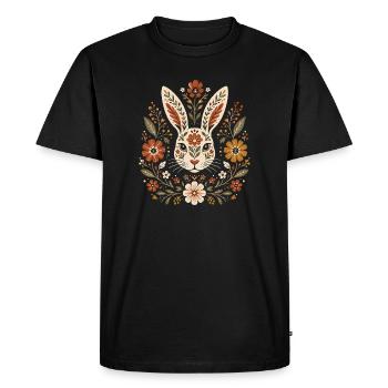 Bunny Rabbit Lover Easter Floral Botanical Cute - Men's Premium Organic T-Shirt - black - Front - Nico (187cm)