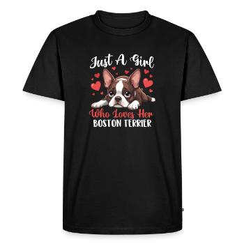 La fille adore le Boston Terrier Amoureuse de la mère du chien - T-shirt Premium bio Homme - noir - Devant - Nico (187cm)