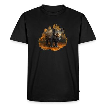 Rhinocéros à bouche blanche, Designs africains - T-shirt Premium bio Homme - noir - Devant - Nico (187cm)