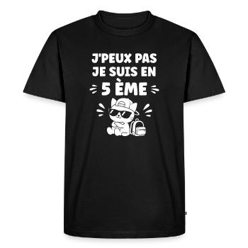 J'peux pas je suis en 5ème - T-shirt Premium bio Homme - noir - Devant - Nico (187cm)