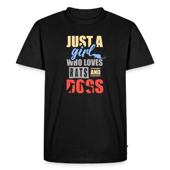 Simplement une fille qui aime les rats et les chiens - T-shirt Premium bio Homme - noir - Devant - Nico (187cm)