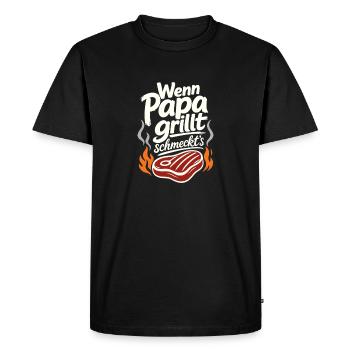 Wenn Papa grillt schmeckt's, Grillmeister Papa - Men's Premium Organic T-Shirt - black - Front - Nico (187cm)
