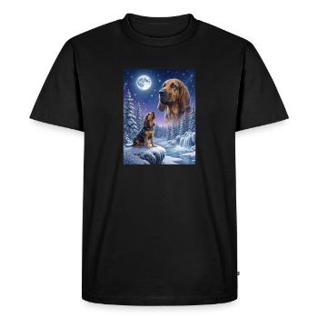 Howling to the Moon Meme Dog Bloodhound - Men's Premium Organic T-Shirt - black - Front - Nico (187cm)