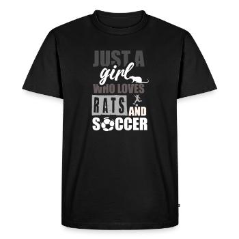 Just a girl who loves rats and football - Men's Premium Organic T-Shirt - black - Front - Nico (187cm)