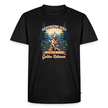 Adventure Dogs – Golden Retriever Hiking Vintage  - Men's Premium Organic T-Shirt - black - Front - Nico (187cm)