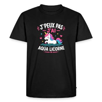 Aqua Licorne: J'peux pas j'ai - T-shirt Premium bio Homme - noir - Devant - Nico (187cm)