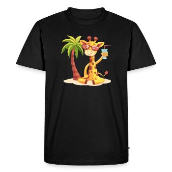 Giraffe Summer Palm Tree - Men's Premium Organic T-Shirt - black - Front - Nico (187cm)
